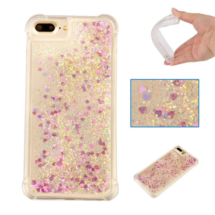 Drop-proof Dynamic Glitter Sequins Liquid Quicksand TPU Case for iPhone 8 Plus/7 Plus/6s Plus/6 Plus - Multi-color
