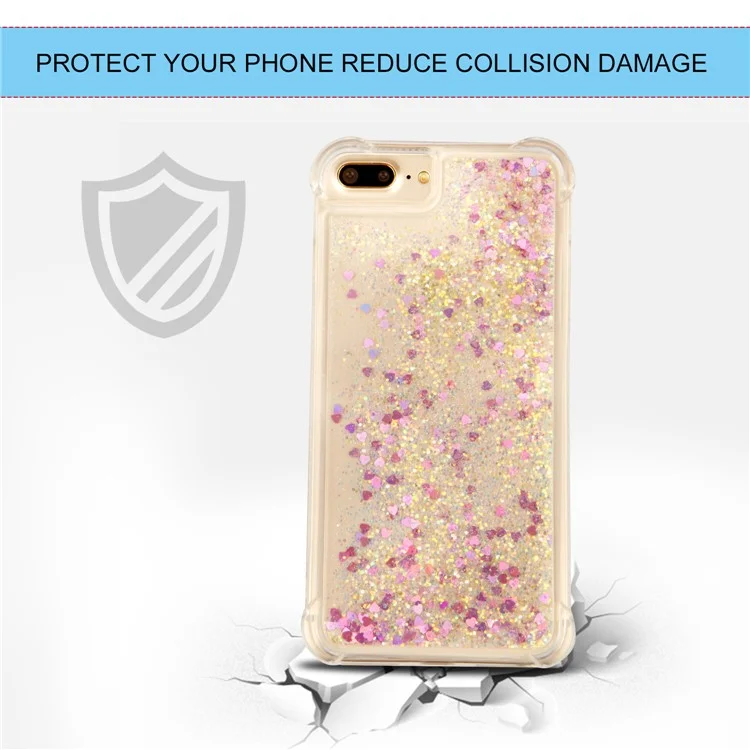 Drop-proof Dynamic Glitter Sequins Liquid Quicksand TPU Case for iPhone 8 Plus/7 Plus/6s Plus/6 Plus - Multi-color