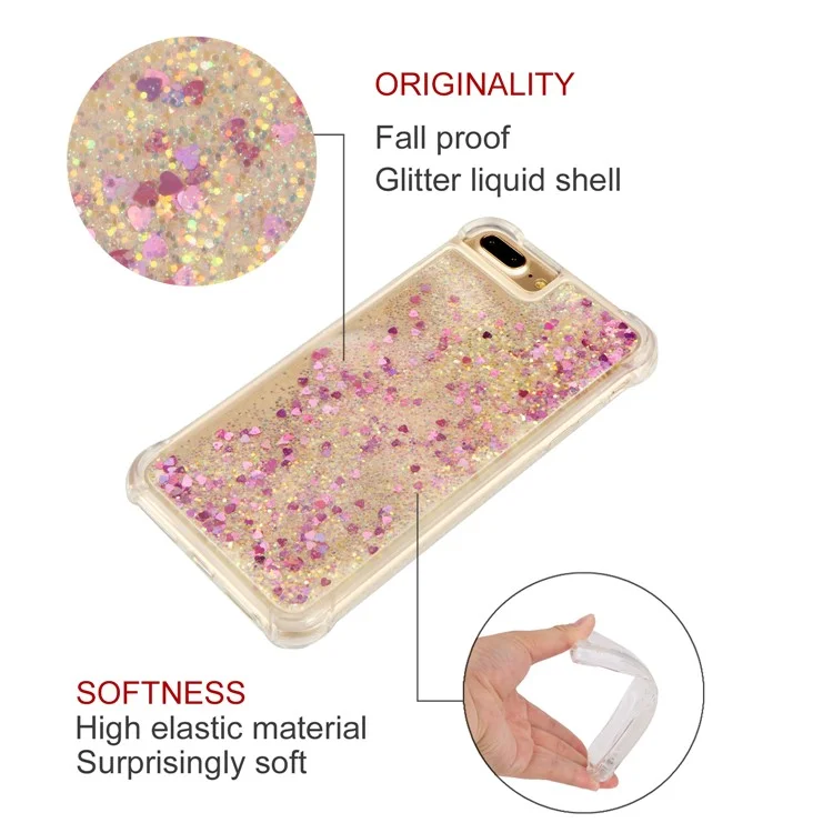 Drop-proof Dynamic Glitter Sequins Liquid Quicksand TPU Case for iPhone 8 Plus/7 Plus/6s Plus/6 Plus - Multi-color