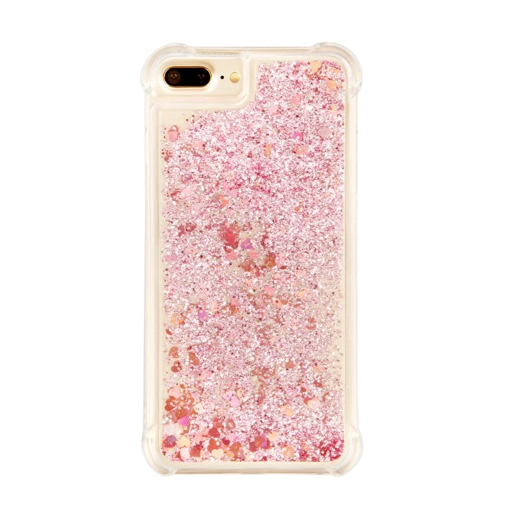 Drop-proof Floating Glitter Sequins Liquid Quicksand TPU Phone Case for iPhone 8 Plus/7 Plus/6s Plus/6 Plus - Rose