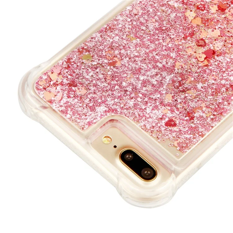 Drop-Proof-Floating-Glitter-Pailletten-Flüssigkeit Quicksand TPU-Telefonkasten Für IPhone 8 Plus / 7 Plus / 6s Plus / 6 Plus - Rose