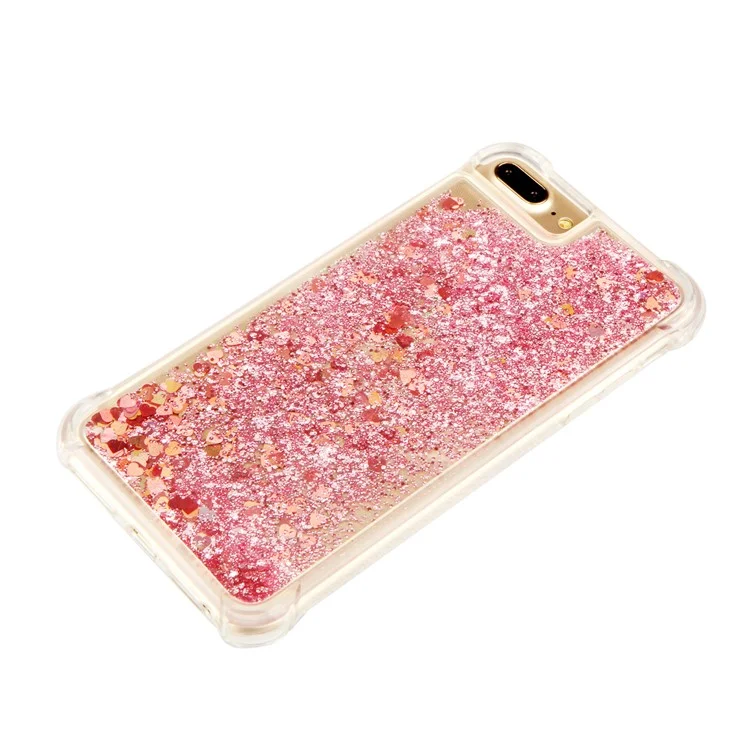 Drop-proof Floating Glitter Sequins Liquid Quicksand TPU Phone Case for iPhone 8 Plus/7 Plus/6s Plus/6 Plus - Rose