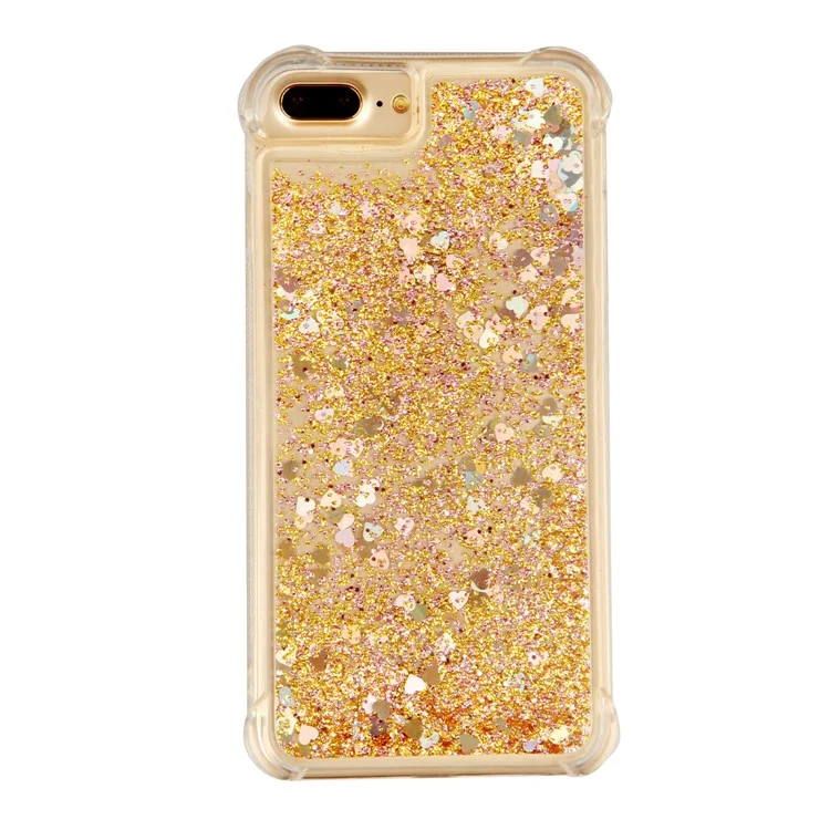Funda de teléfono móvil Drop-proof con purpurina móvil, lentejuelas, líquido dinámico Quicksand TPU para iPhone 8 Plus/7 Plus/6s Plus/6 Plus - Oro
