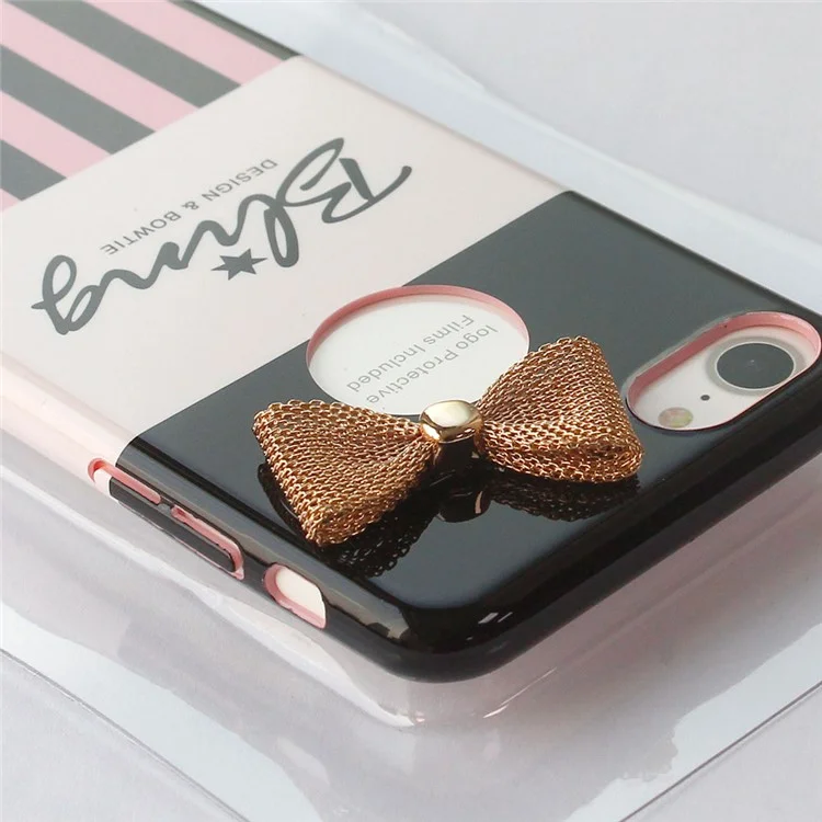 X-FITTED 3D Bowknot Pattern Painting PC Hard Phone Case for iPhone 8/7 4.7 inch - Metal Bowknot / Colorful Strips