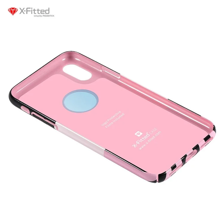 X-FITTED 3D Bowknot Pattern Painting PC Hard Phone Cover for iPhone X / Ten 5.8 inch - Metal Bowknot / Colorful Strips