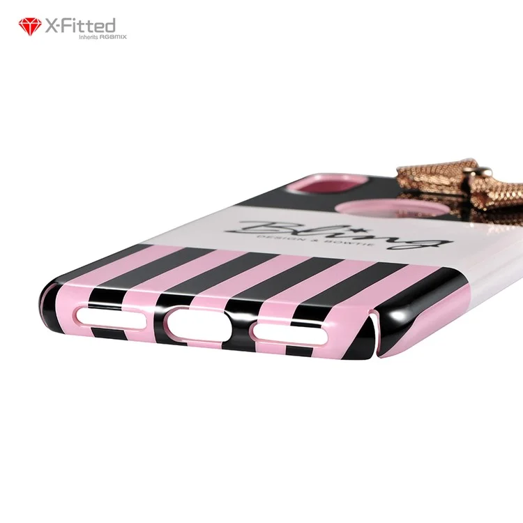 X-FITTED 3D Bowknot Pattern Painting PC Hard Phone Cover for iPhone X / Ten 5.8 inch - Metal Bowknot / Colorful Strips