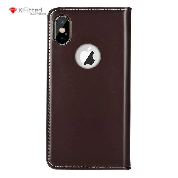 X-FITTED Luxury Business Series PU Leather Wallet Magnetic Phone Cover for iPhone X / Ten 5.8 inch - Coffee
