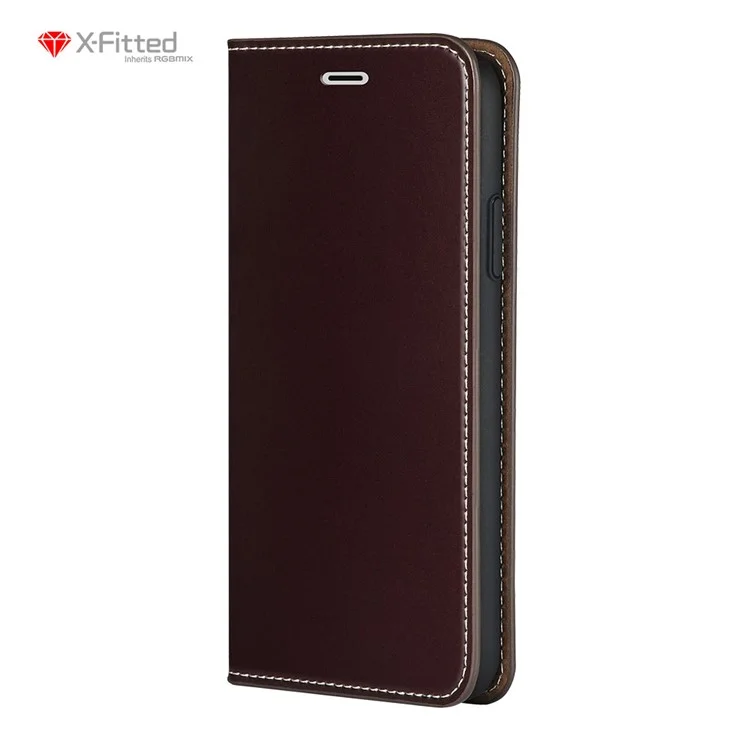 X-FITTED Luxury Business Series PU Leather Wallet Magnetic Phone Cover for iPhone X / Ten 5.8 inch - Coffee