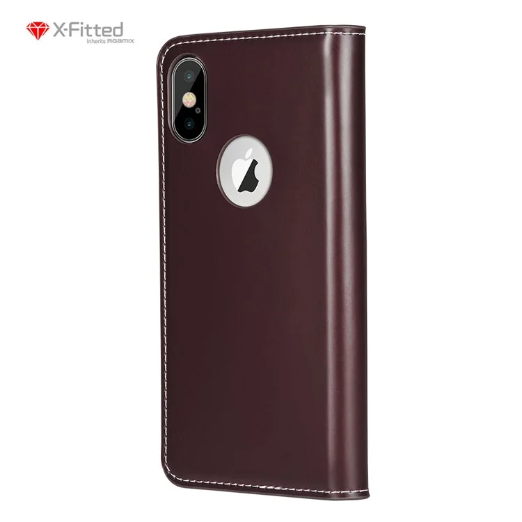 X-FITTED Luxury Business Series PU Leather Wallet Magnetic Phone Cover for iPhone X / Ten 5.8 inch - Coffee