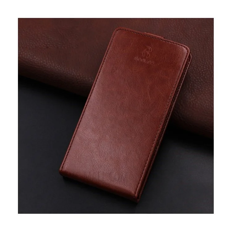 BOGVED Crazy Horse Magnetic Leather Vertical Case for iPhone X - Brown