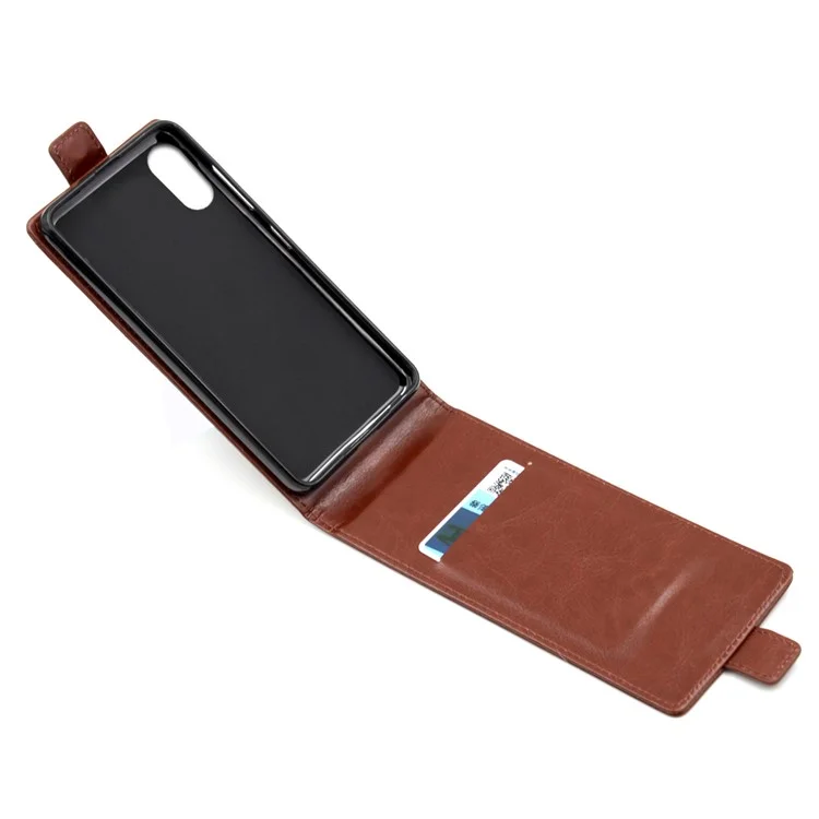 BOGVED Crazy Horse Magnetic Leather Vertical Case for iPhone X - Brown