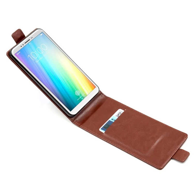 BOGVED Crazy Horse Magnetic Leather Vertical Case for iPhone X - Brown