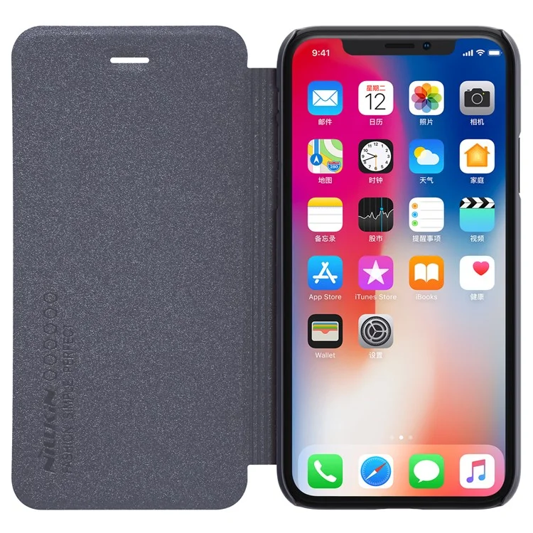 NILLKIN Sparkle Series Folio Leather Case for iPhone X - Black