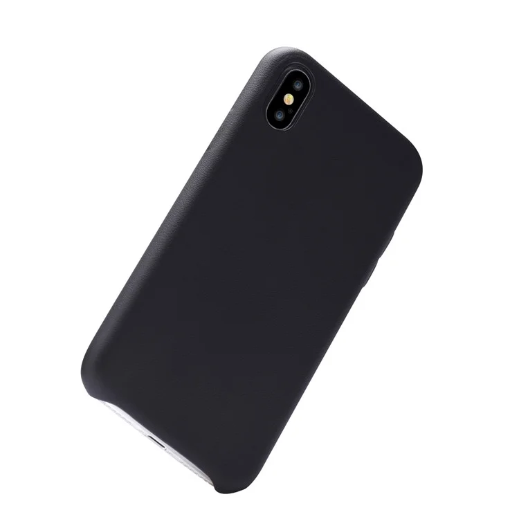 DEVIA Nature Series PU Leather Coated PC Hard Phone Cover for iPhone X - Black