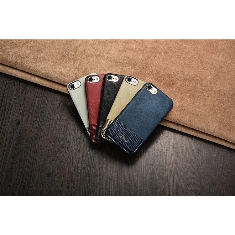 XOOMZ Stitched Embossed Silk Texture PU Leather Coated TPU Back Casing for iPhone 8 4.7 inch - Black