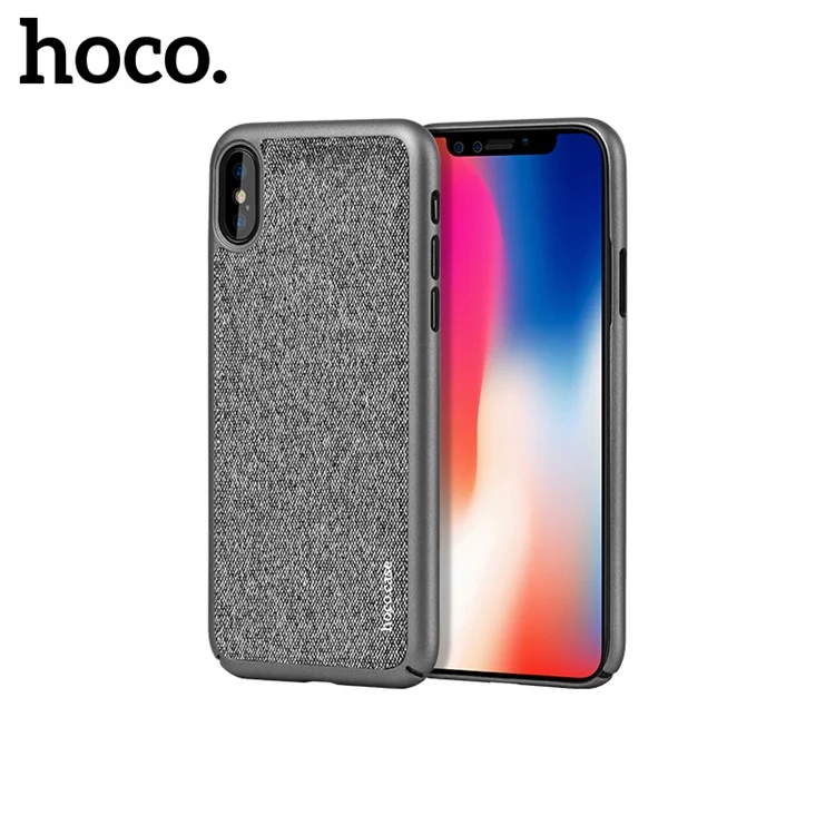 HOCO Gena Series Cloth Coated Plastic Back Mobile Casing for iPhone X/10 - Grey
