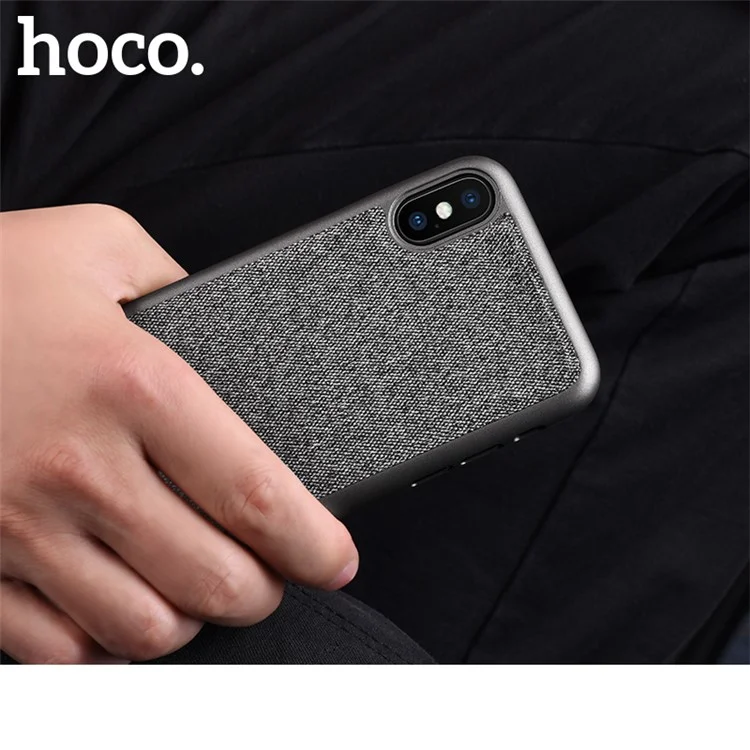 HOCO Gena Series Cloth Coated Plastic Back Mobile Casing for iPhone X/10 - Grey