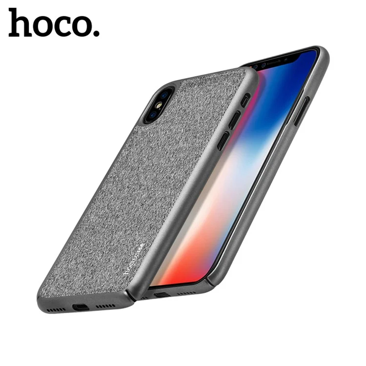 HOCO Gena Series Cloth Coated Plastic Back Mobile Casing for iPhone X/10 - Grey