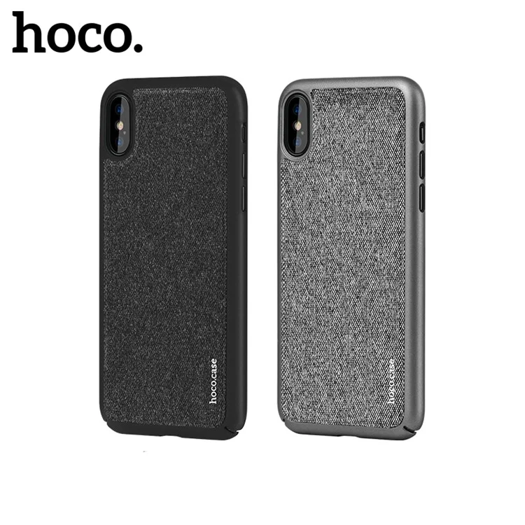 HOCO Gena Series Cloth Coated Plastic Back Mobile Casing for iPhone X/10 - Grey