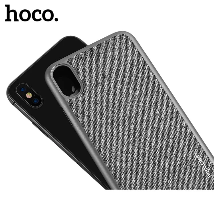 HOCO Gena Series Cloth Coated Plastic Back Mobile Casing for iPhone X/10 - Grey