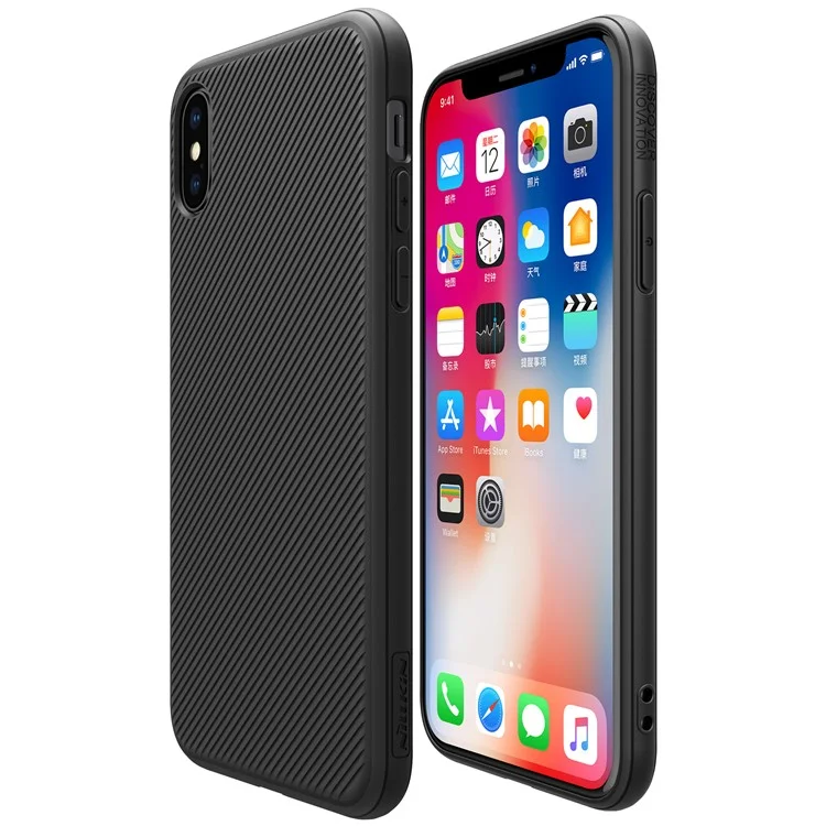 NILLKIN ETON Series for iPhone X (Ten) Twill Grain PC TPU Phone Cover - Black