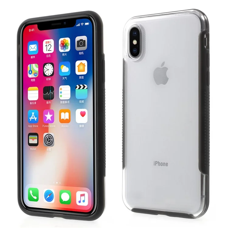 Transparent PC + TPU Hybrid Back Mobile Cover for iPhone X - Transparent
