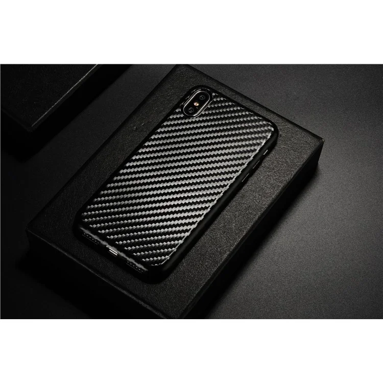 SULADA Carbon Fiber TPU Plating Back Case for iPhone X/10 - Black