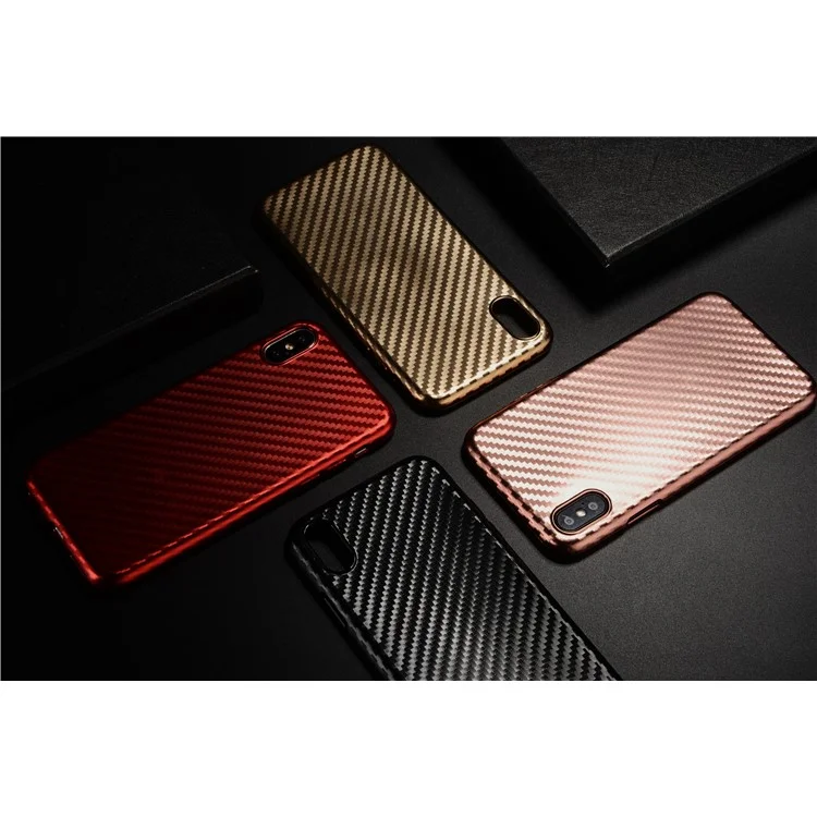 SULADA Carbon Fiber TPU Plating Back Case for iPhone X/10 - Black