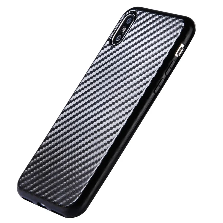 SULADA Carbon Fiber TPU Plating Back Case for iPhone X/10 - Black