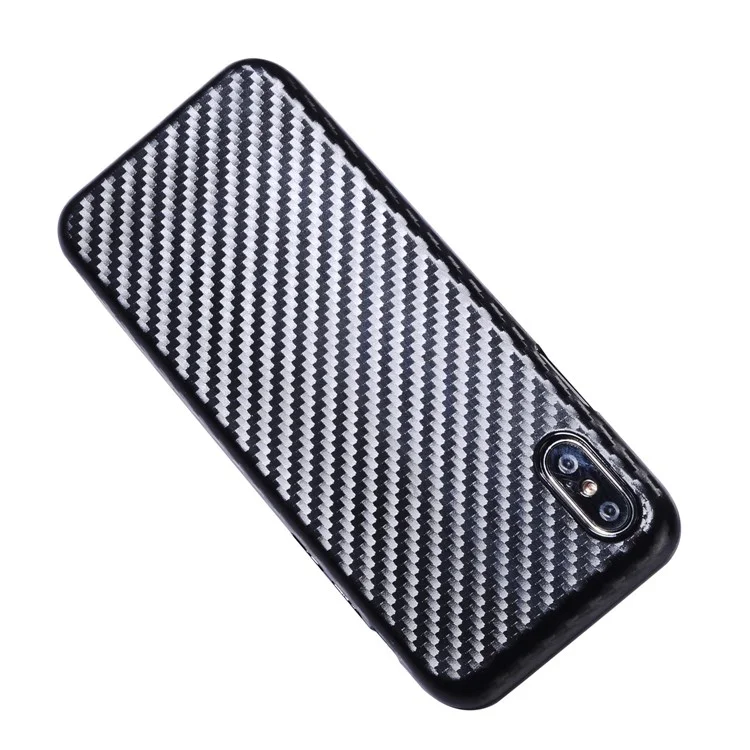 SULADA Carbon Fiber TPU Plating Back Case for iPhone X/10 - Black