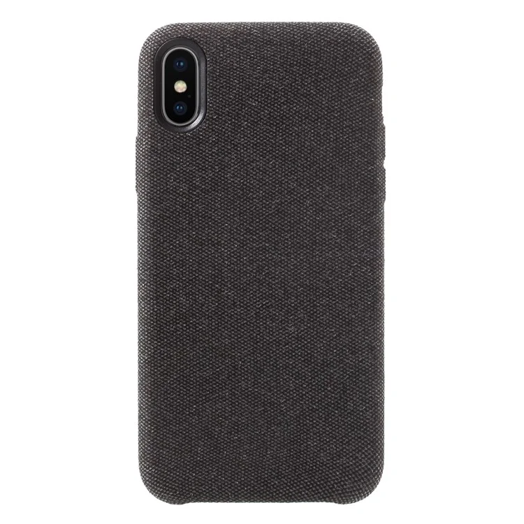 Linen Cloth Texture PU Leather Coated PC Cell Phone Cover for iPhone X - Black