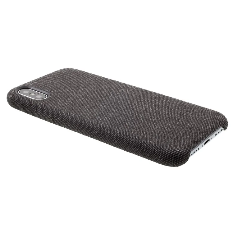 Linen Cloth Texture PU Leather Coated PC Cell Phone Cover for iPhone X - Black