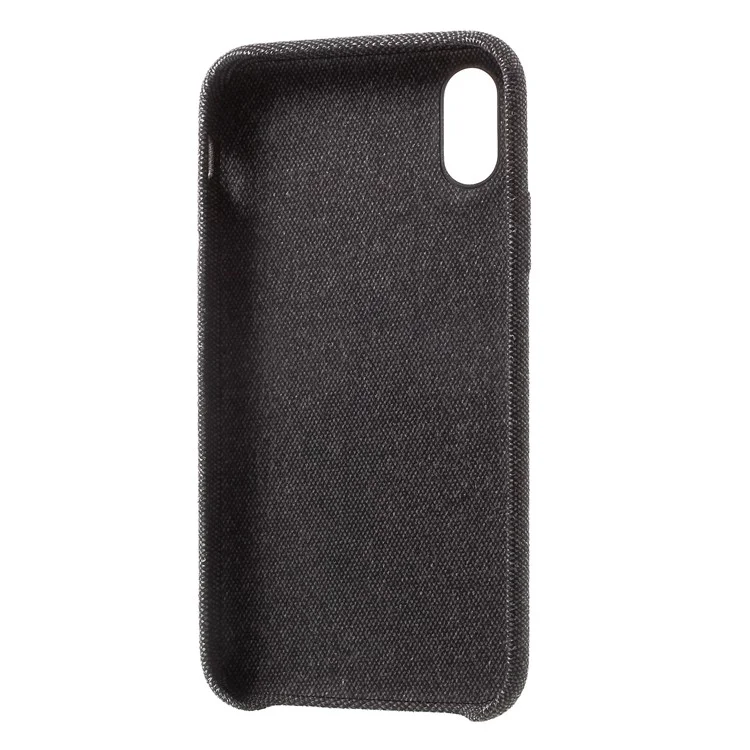 Linen Cloth Texture PU Leather Coated PC Cell Phone Cover for iPhone X - Black