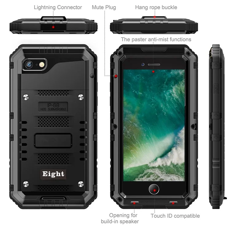 Leistungsstarke Handyhülle für iPhone 7/8 4.7 Zoll/SE (2020)/SE (2022) stoßfest, sturzfest, staubdicht - Cellphone-Schutz, Schwarz