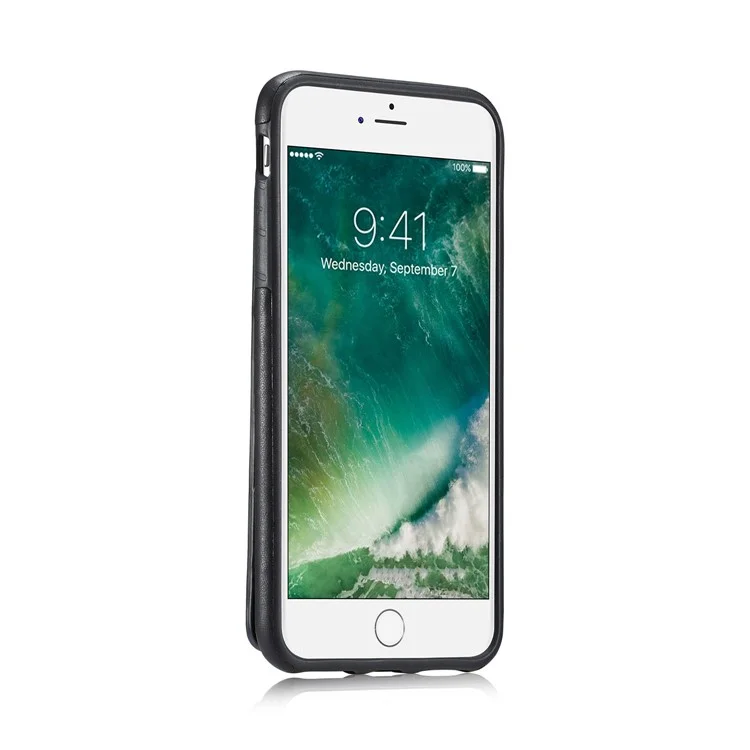 Multi-slot Wallet Split Leather Coated TPU Back Mobile Case for iPhone 8 Plus / 7 Plus - Black
