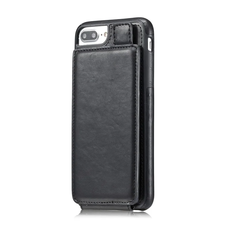 Multi-slot Wallet Split Leather Coated TPU Back Mobile Case for iPhone 8 Plus / 7 Plus - Black