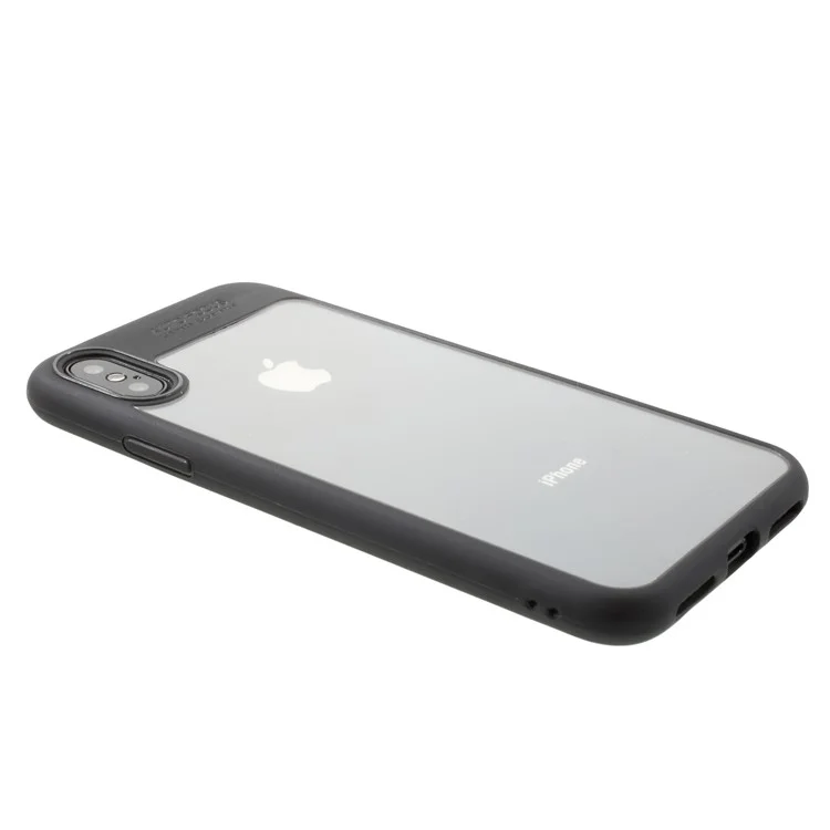 TPU Frame + Transparent Acrylic Back Hybrid Phone Case for iPhone X/10 5.8 inch - Black