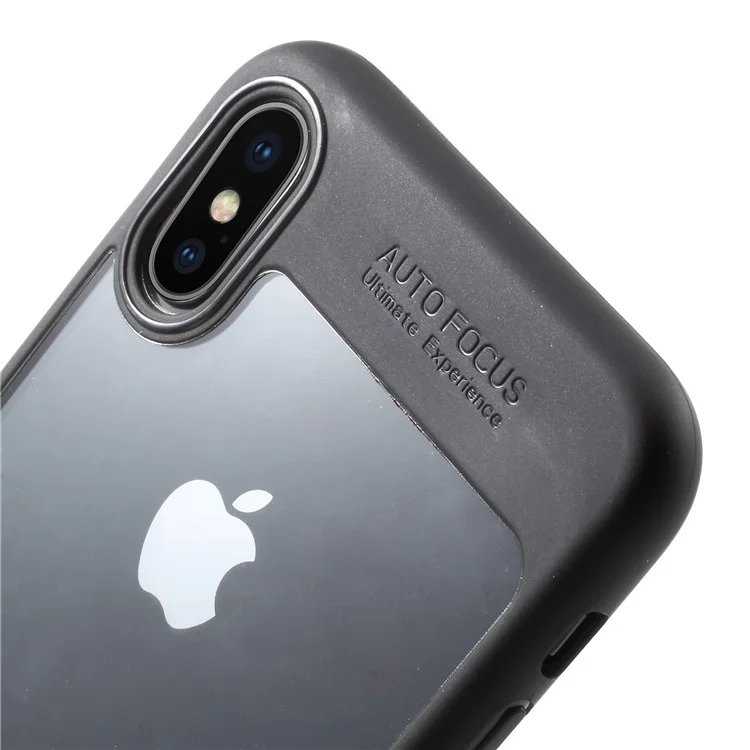 TPU Frame + Transparent Acrylic Back Hybrid Phone Case for iPhone X/10 5.8 inch - Black