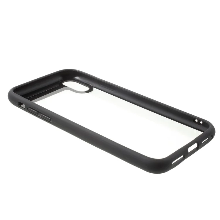 TPU Frame + Transparent Acrylic Back Hybrid Phone Case for iPhone X/10 5.8 inch - Black