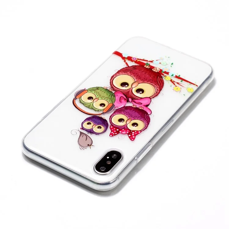 Printing Pattern Glossy Soft TPU Mobile Case for iPhone X - Lovely Owls