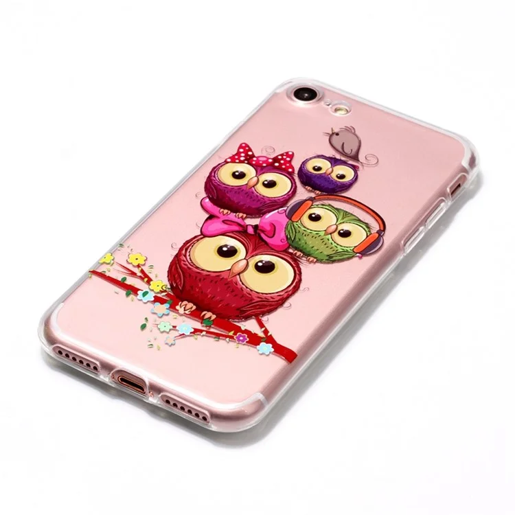 Printing Pattern Soft TPU Jelly Phone Accessory Case for iPhone 8 / 7 4.7 inch - Lovely Owls