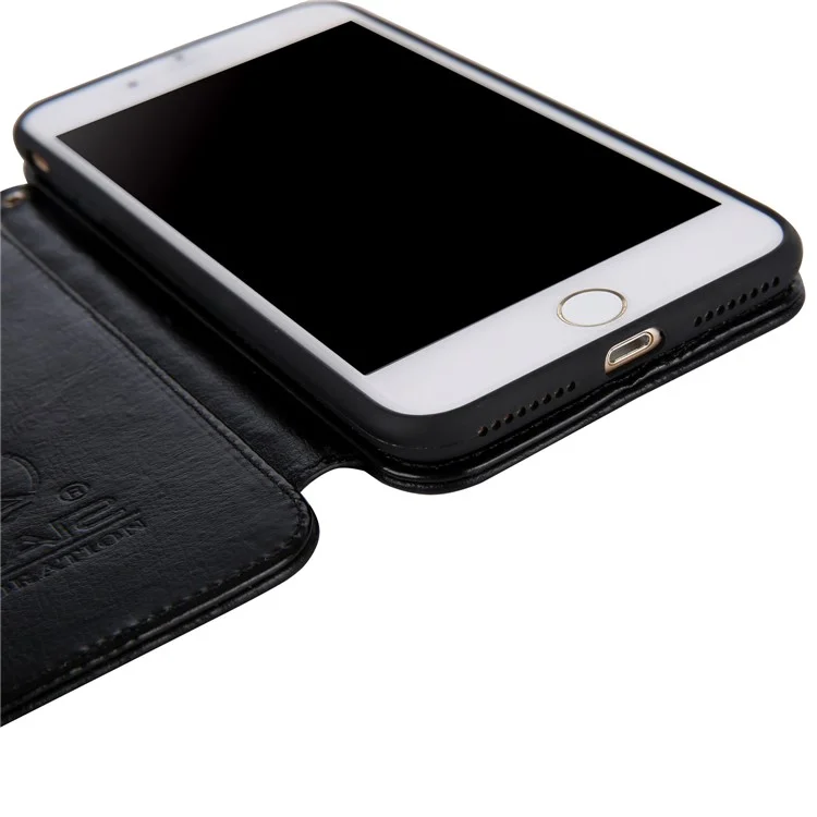 CMAI2 Retro Textured Leather Multiple Card Slots Flip Case for iPhone 8 Plus / 7 Plus - Black