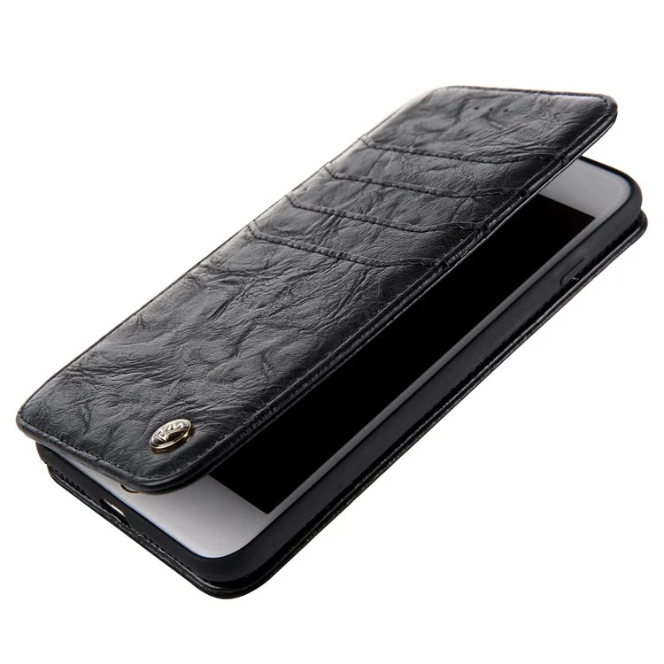 CMAI2 Retro Textured Leather Multiple Card Slots Flip Case for iPhone 8 Plus / 7 Plus - Black
