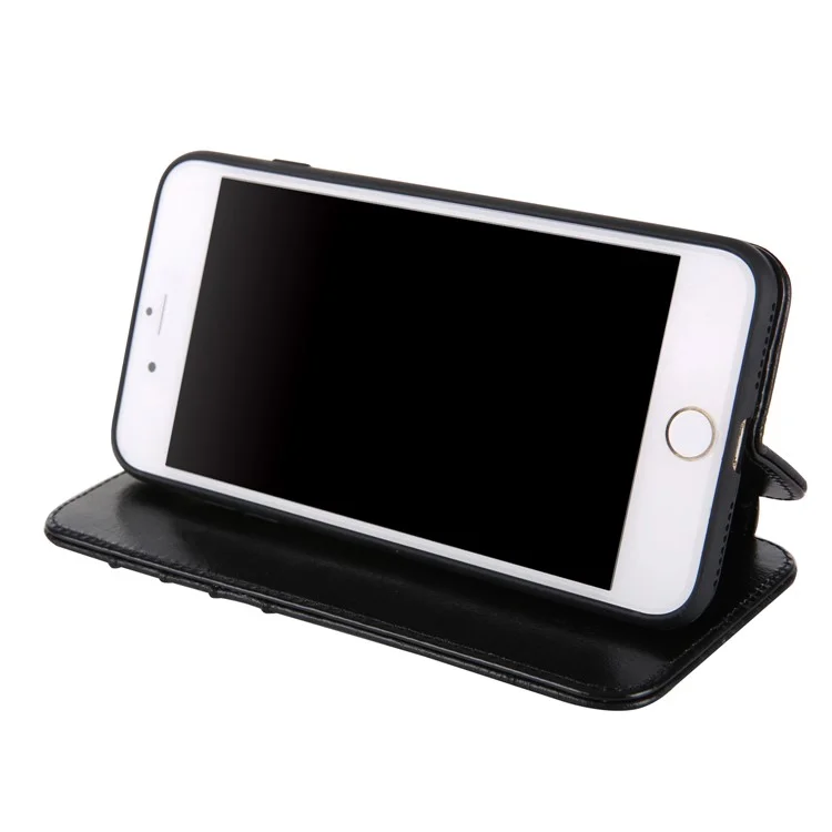 CMAI2 Retro Textured Leather Multiple Card Slots Flip Case for iPhone 8 Plus / 7 Plus - Black