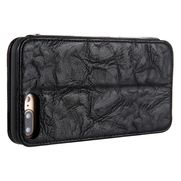 CMAI2 Retro Textured Leather Multiple Card Slots Flip Case for iPhone 8 Plus / 7 Plus - Black