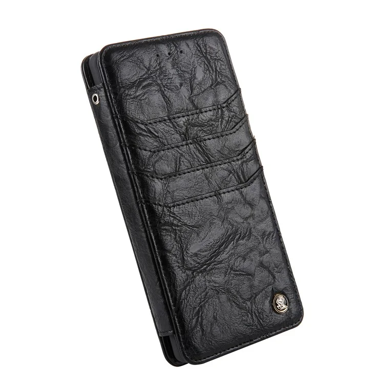 CMAI2 Retro Textured Leather Multiple Card Slots Flip Case for iPhone 8 Plus / 7 Plus - Black