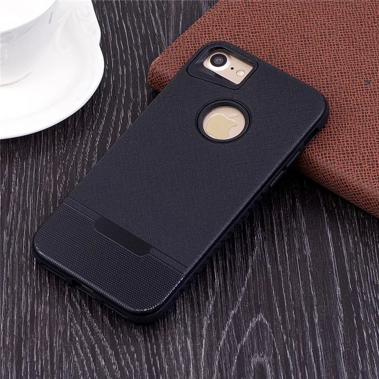 Cloth Texture Rubberized PC + TPU Hybrid Case for iPhone 8/7 4.7 inch - Black