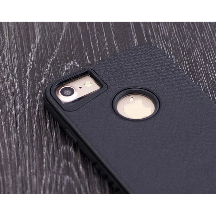 Cloth Texture Rubberized PC + TPU Hybrid Case for iPhone 8/7 4.7 inch - Black