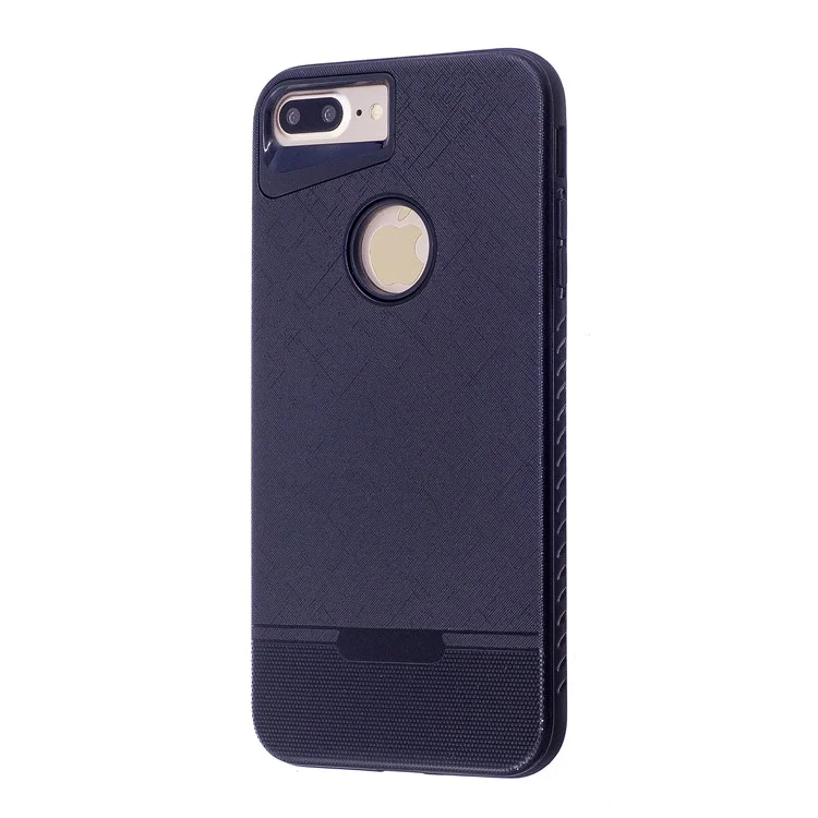 Cloth Texture Rubberized PC + TPU Hybrid Shell for iPhone 8 Plus/7 Plus 5.5 inch - Black