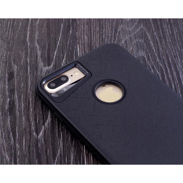 Cloth Texture Rubberized PC + TPU Hybrid Shell for iPhone 8 Plus/7 Plus 5.5 inch - Black